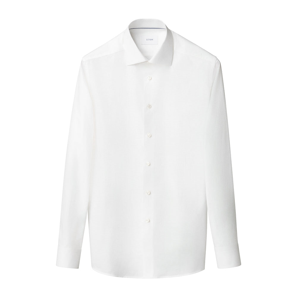White Semi-Solid Dobby Contemporary Fit Evening Dress Shirt - ETON