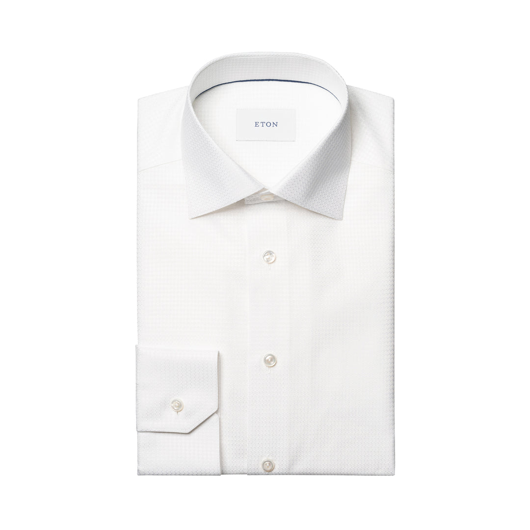 White Semi-Solid Dobby Contemporary Fit Evening Dress Shirt - ETON