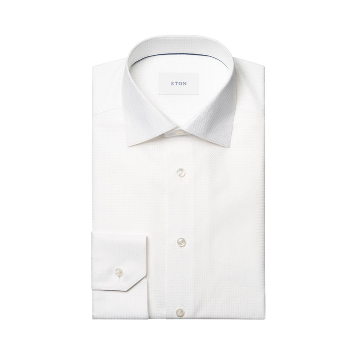 White Semi-Solid Dobby Contemporary Fit Evening Dress Shirt - ETON