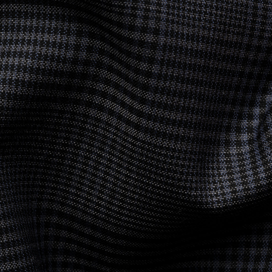 Dark Navy & Gray Check Merino Wool Contemporary Fit Shirt - ETON