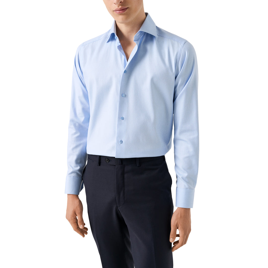 Light Blue Semi-Solid Twill Contemporary Fit Shirt - ETON