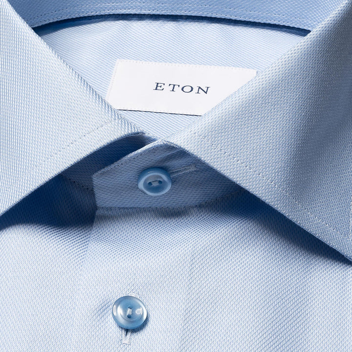 Light Blue Semi-Solid Twill Contemporary Fit Shirt - ETON