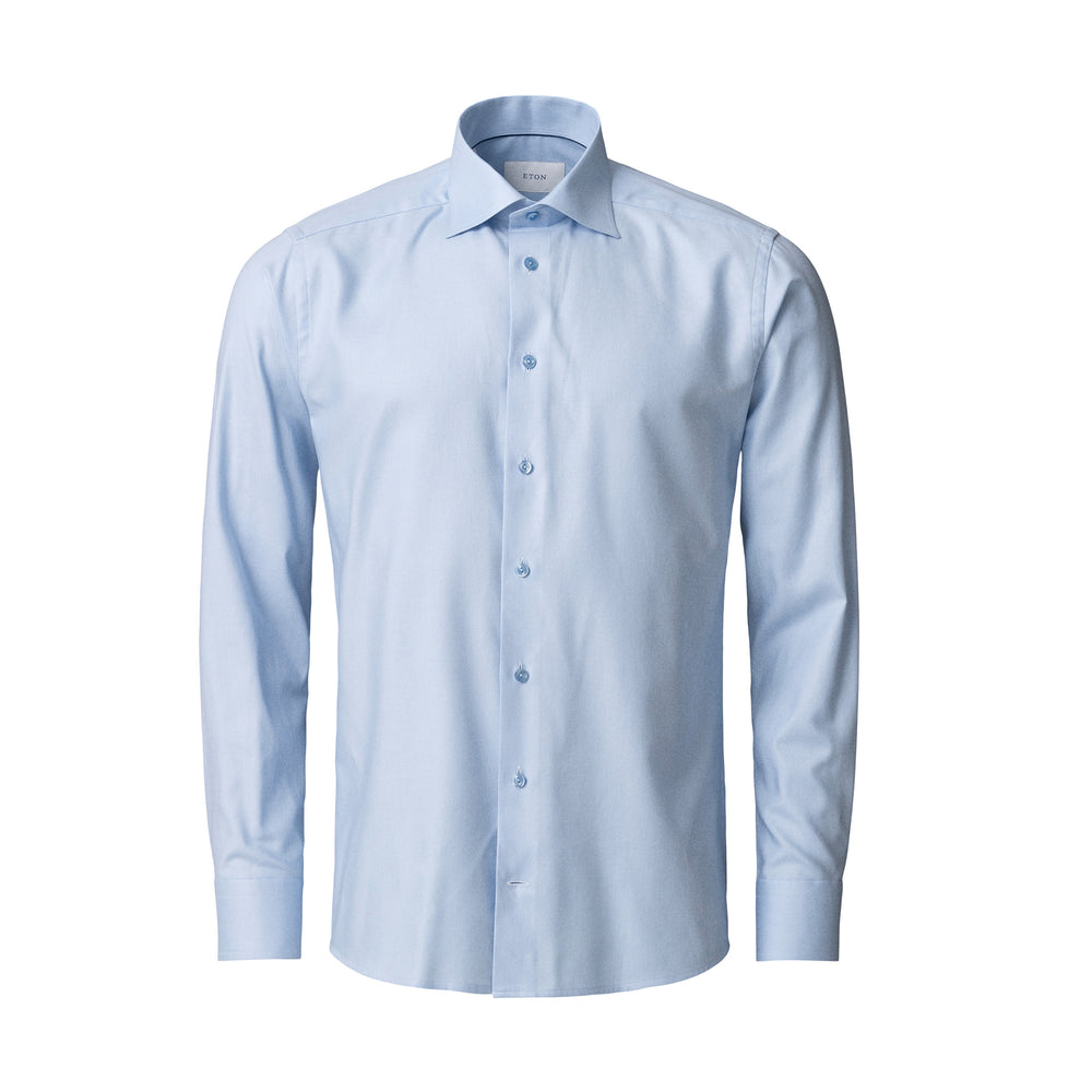 Light Blue Semi-Solid Twill Contemporary Fit Shirt - ETON