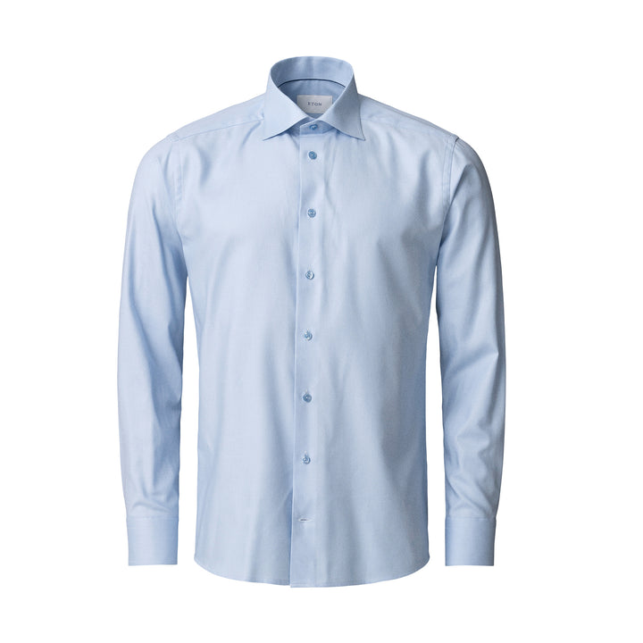 Light Blue Semi-Solid Twill Contemporary Fit Shirt - ETON
