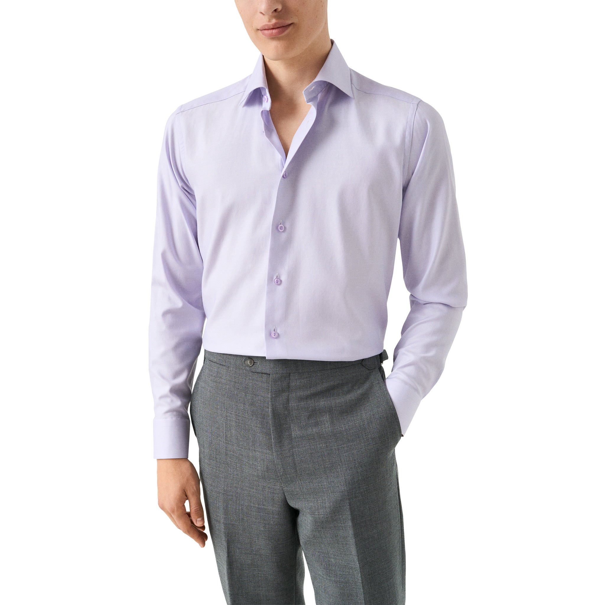 Lavender Semi-Solid Twill Contemporary Fit Shirt - ETON