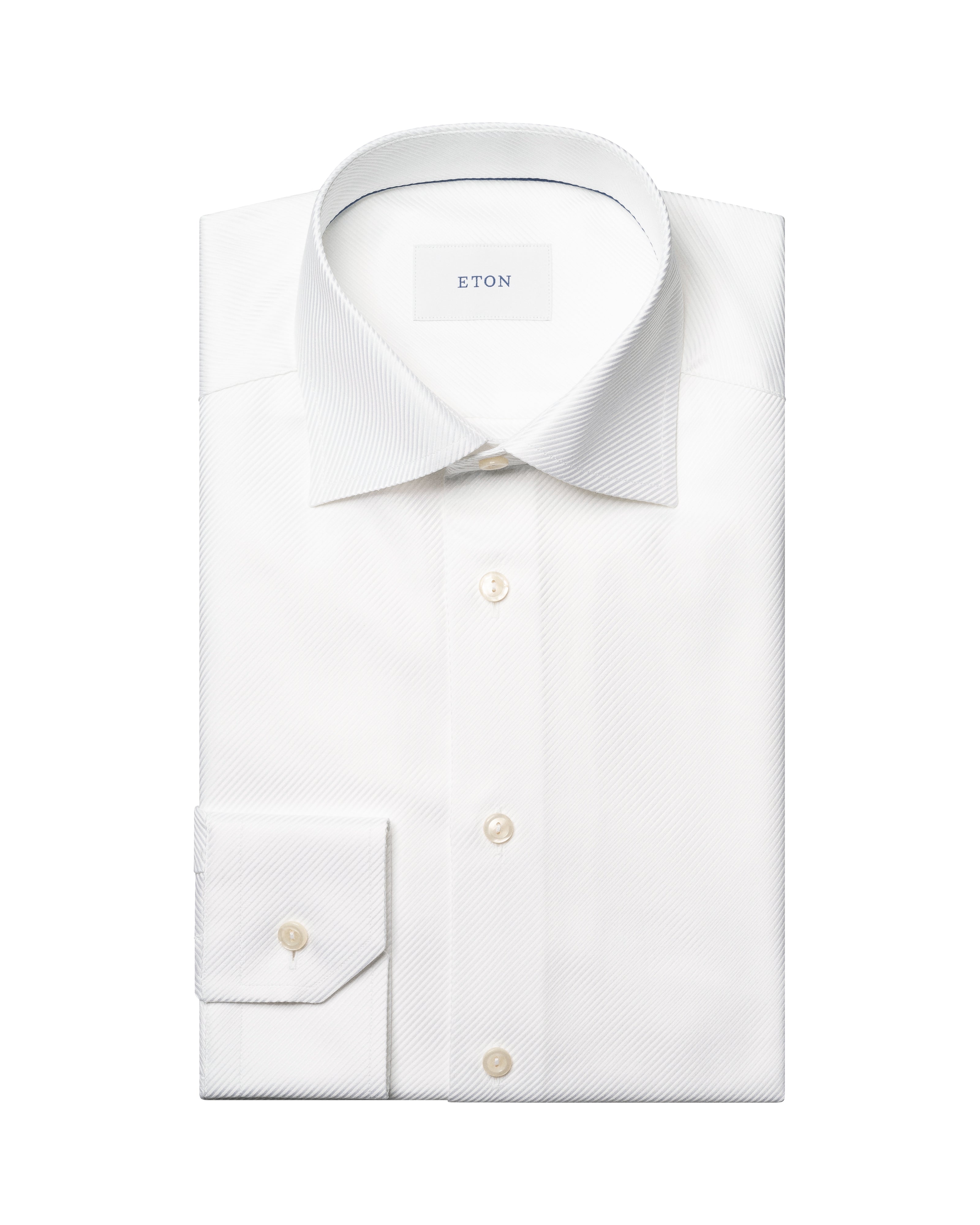 White Solid King Twill Contemporary Fit Dress Shirt - ETON