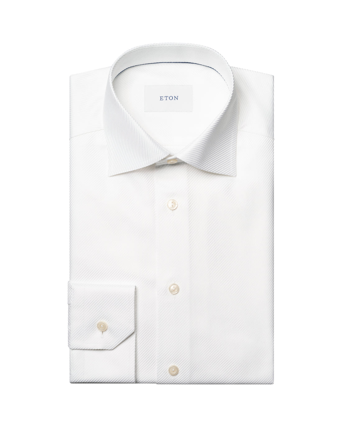 White Solid King Twill Contemporary Fit Dress Shirt - ETON