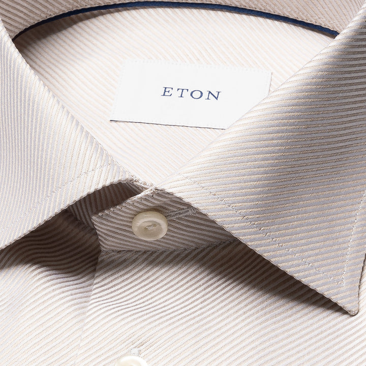 Beige Solid King Twill Contemporary Fit Dress Shirt - ETON