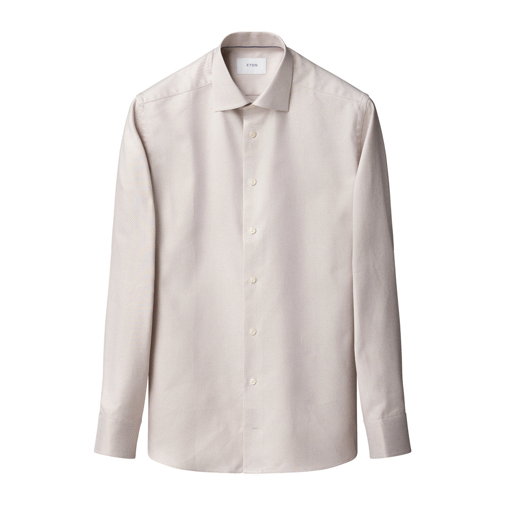 Beige Solid King Twill Contemporary Fit Dress Shirt - ETON