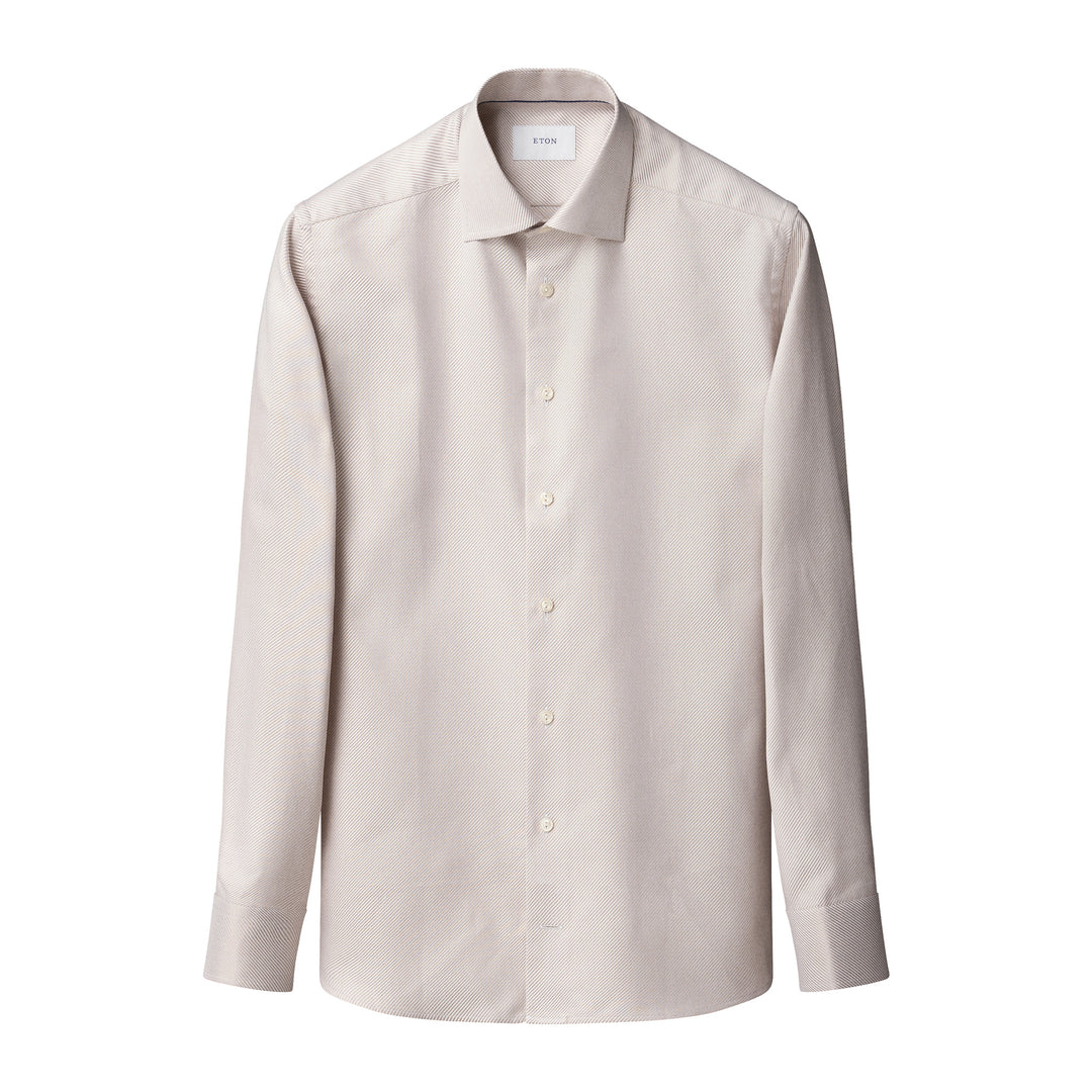Beige Solid King Twill Contemporary Fit Dress Shirt - ETON
