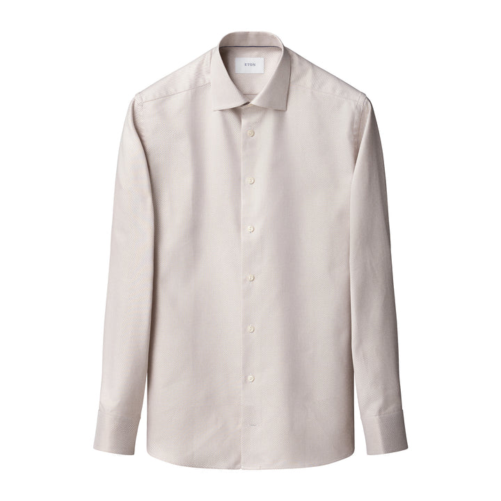 Beige Solid King Twill Contemporary Fit Dress Shirt - ETON