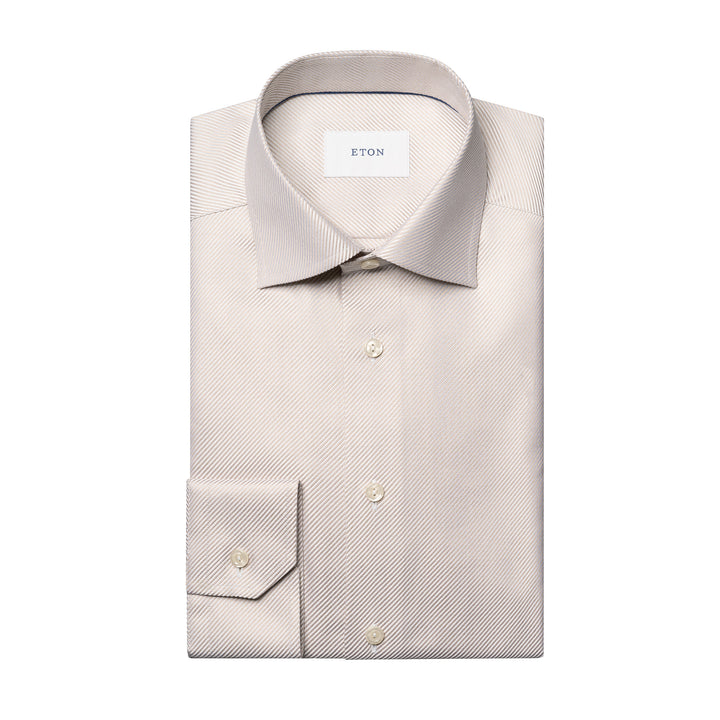 Beige Solid King Twill Contemporary Fit Dress Shirt - ETON