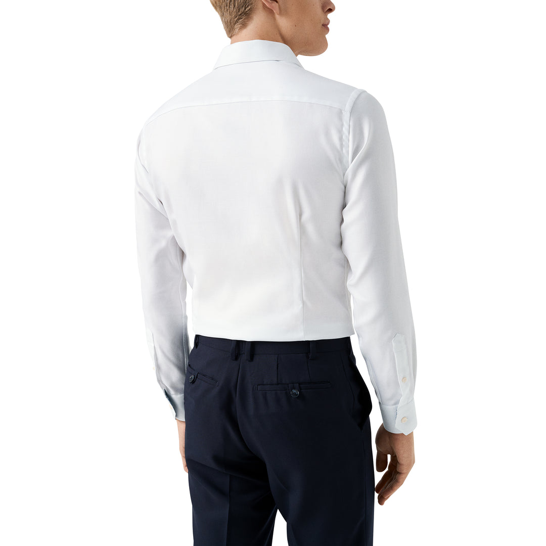 White Textured Twill Contemporary Fit Shirt w/ Geometric Effect Contrast - ETON - Boutique Jacques International