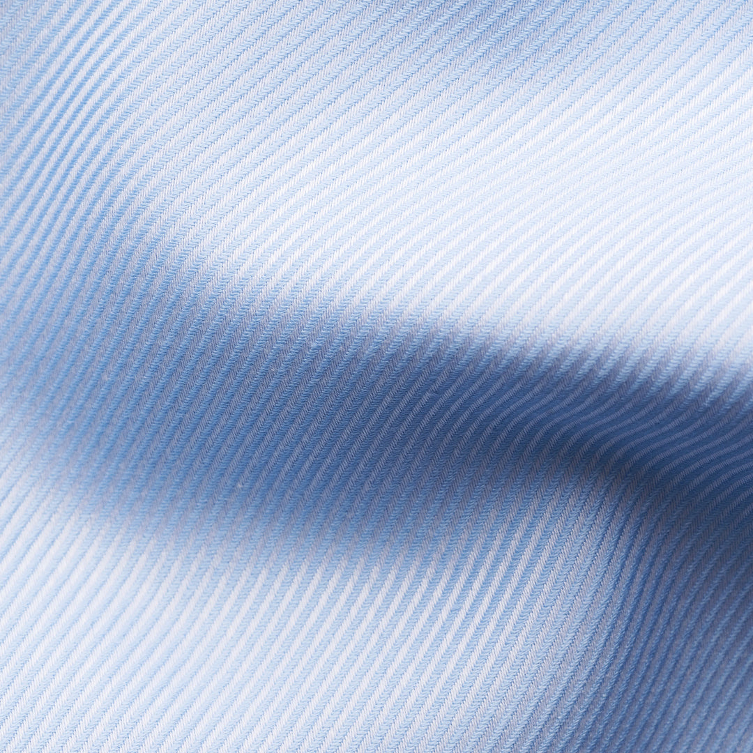 Light Blue Geometric Trim Textured Twill Contemporary Fit Shirt - ETON