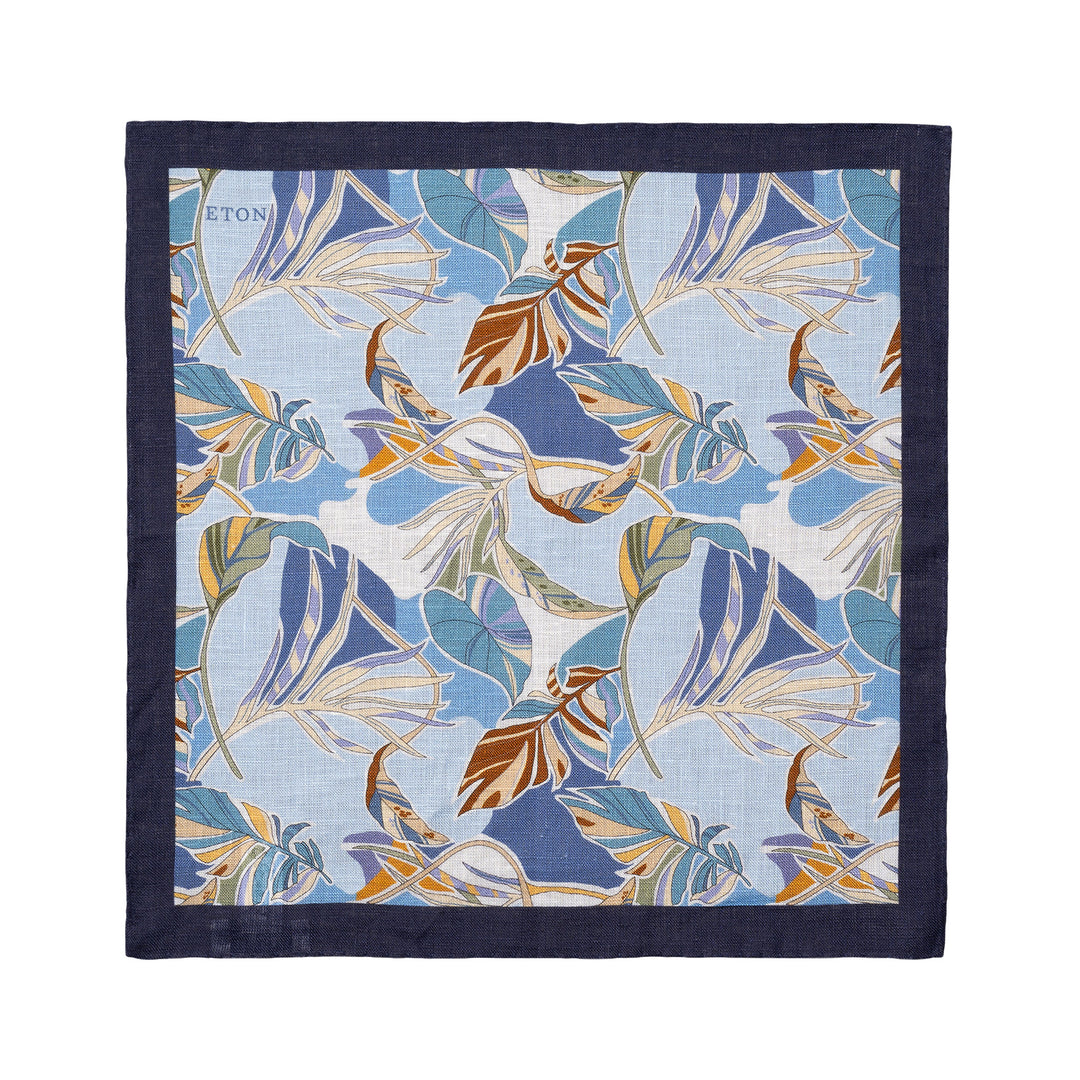 Light blue Tropical Motif Linen Pocket Square - ETON