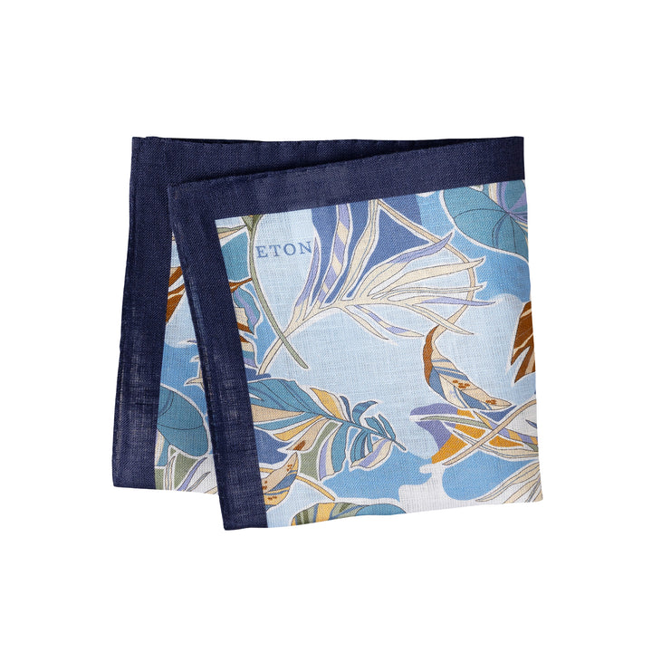 Light blue Tropical Motif Linen Pocket Square - ETON