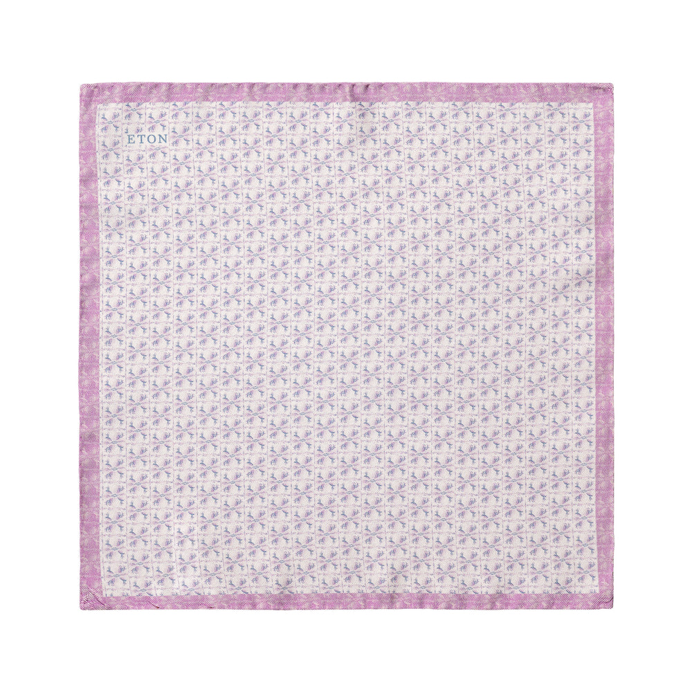 Pink Floral Motif Panama Silk Pocket Square - ETON - Boutique Jacques International