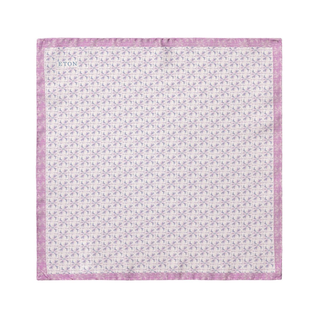 Pink Floral Motif Panama Silk Pocket Square - ETON - Boutique Jacques International