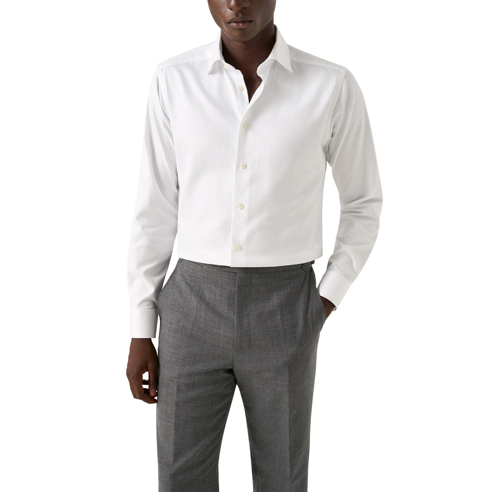 White Semi-Solid Dobby Contemporary Fit Dress Shirt - ETON