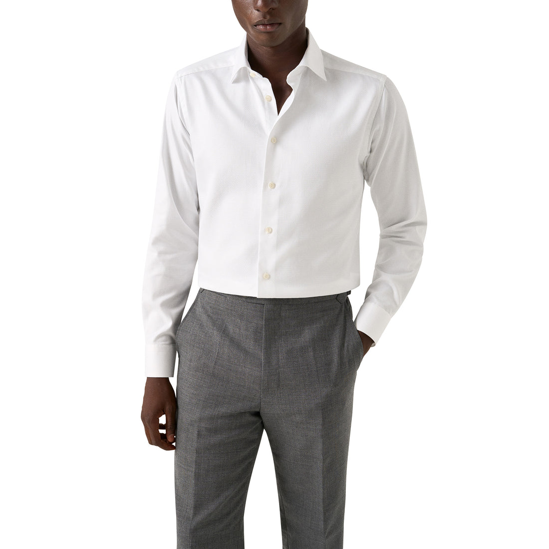 White Semi-Solid Dobby Contemporary Fit Dress Shirt - ETON