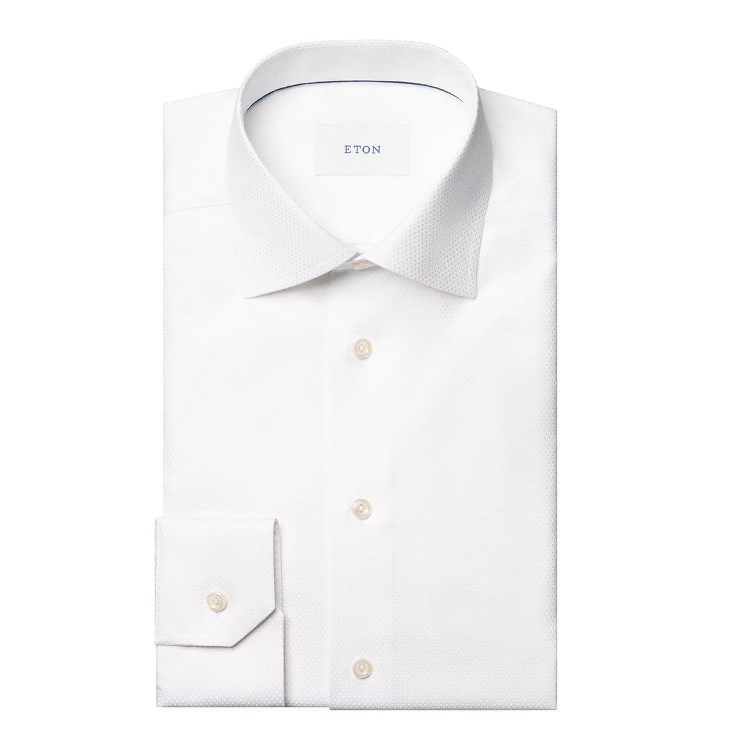 White Semi-Solid Dobby Contemporary Fit Dress Shirt - ETON
