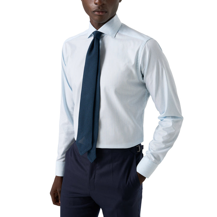 Light Blue Solid Signature Twill Contemporary Fit Shirt - ETON
