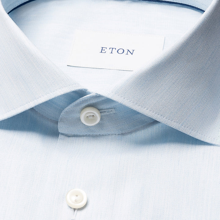Light Blue Solid Signature Twill Contemporary Fit Shirt - ETON