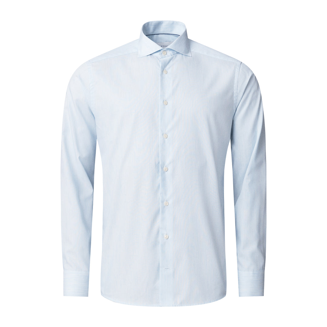 Light Blue Solid Signature Twill Contemporary Fit Shirt - ETON