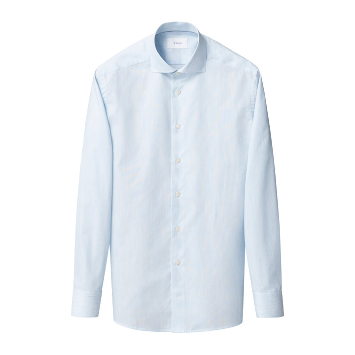 Light Blue Solid Signature Twill Contemporary Fit Shirt - ETON