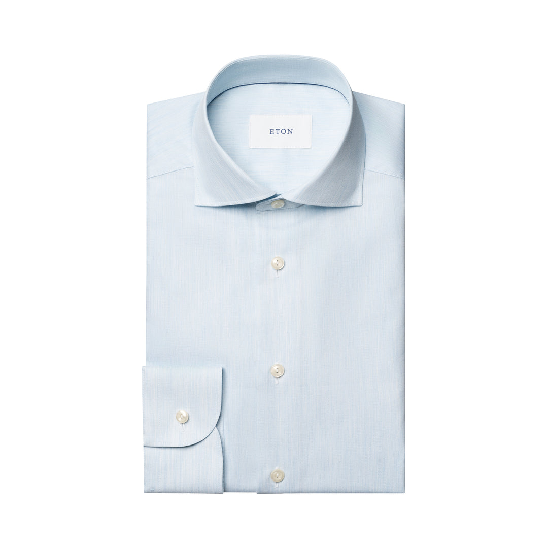 Light Blue Solid Signature Twill Contemporary Fit Shirt - ETON