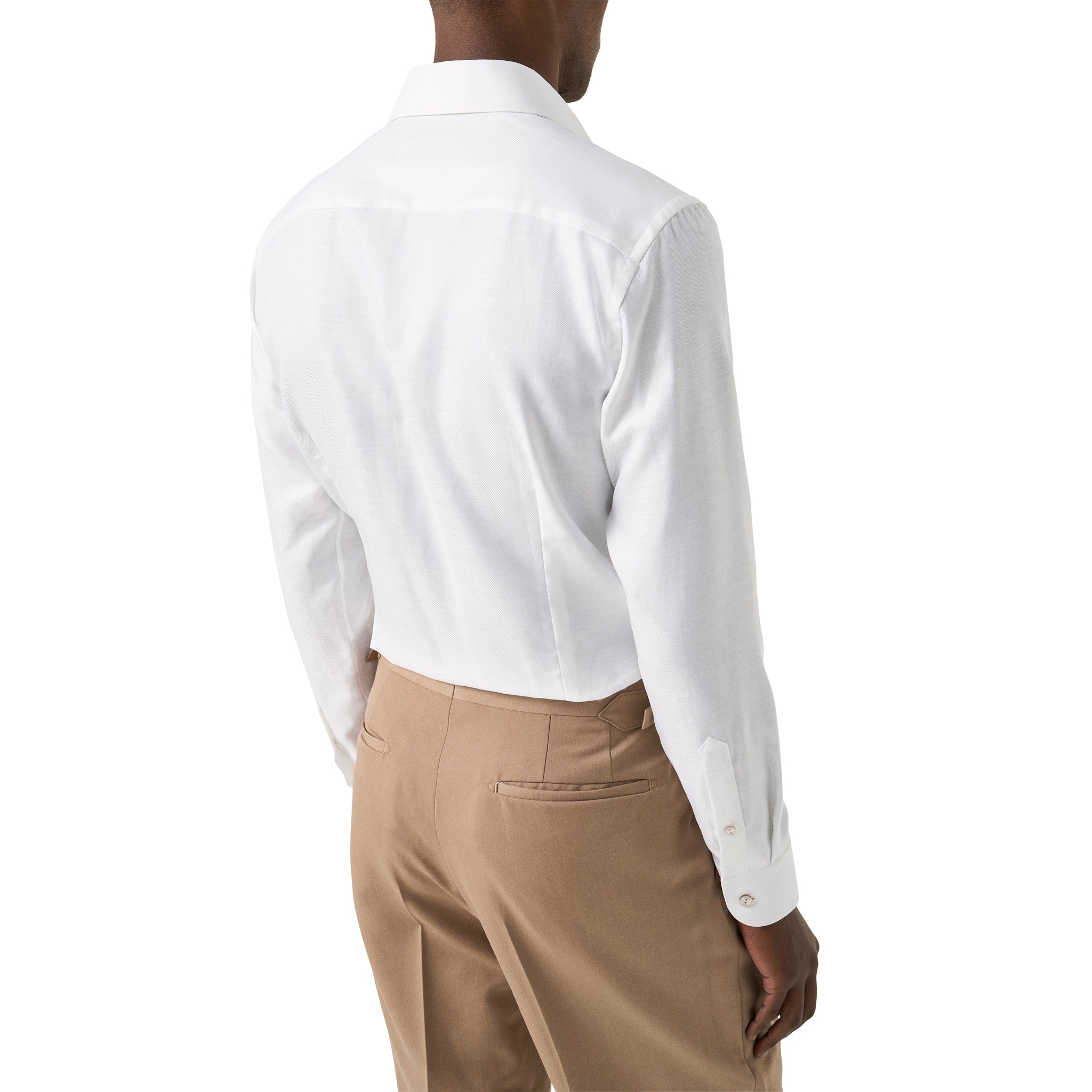 White Semi-Solid Elevated Cotton/Linen Slim Fit Shirt - ETON