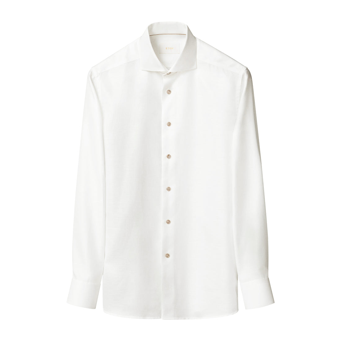White Semi-Solid Elevated Cotton/Linen Slim Fit Shirt - ETON
