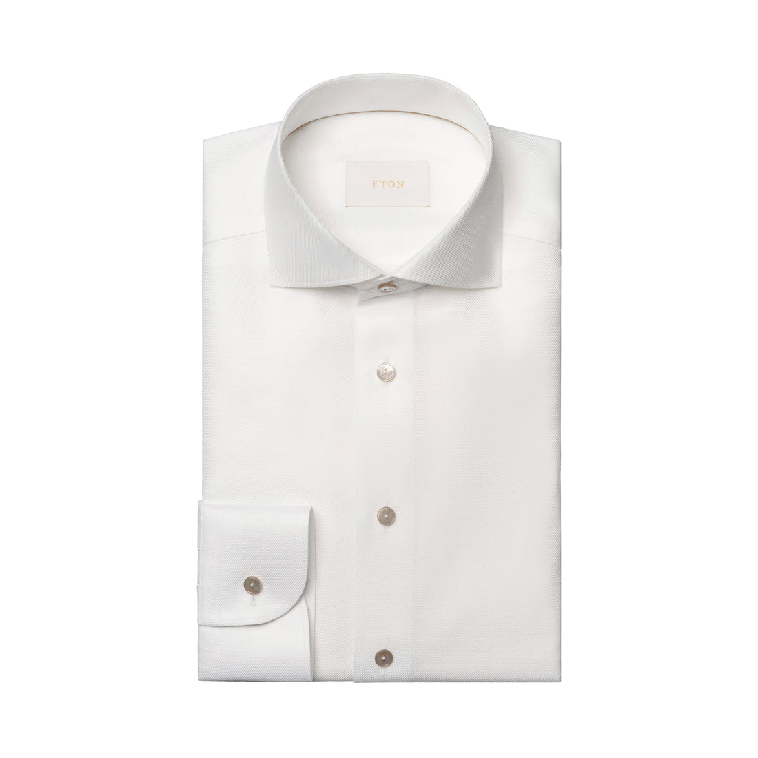 White Semi-Solid Elevated Cotton/Linen Slim Fit Shirt - ETON