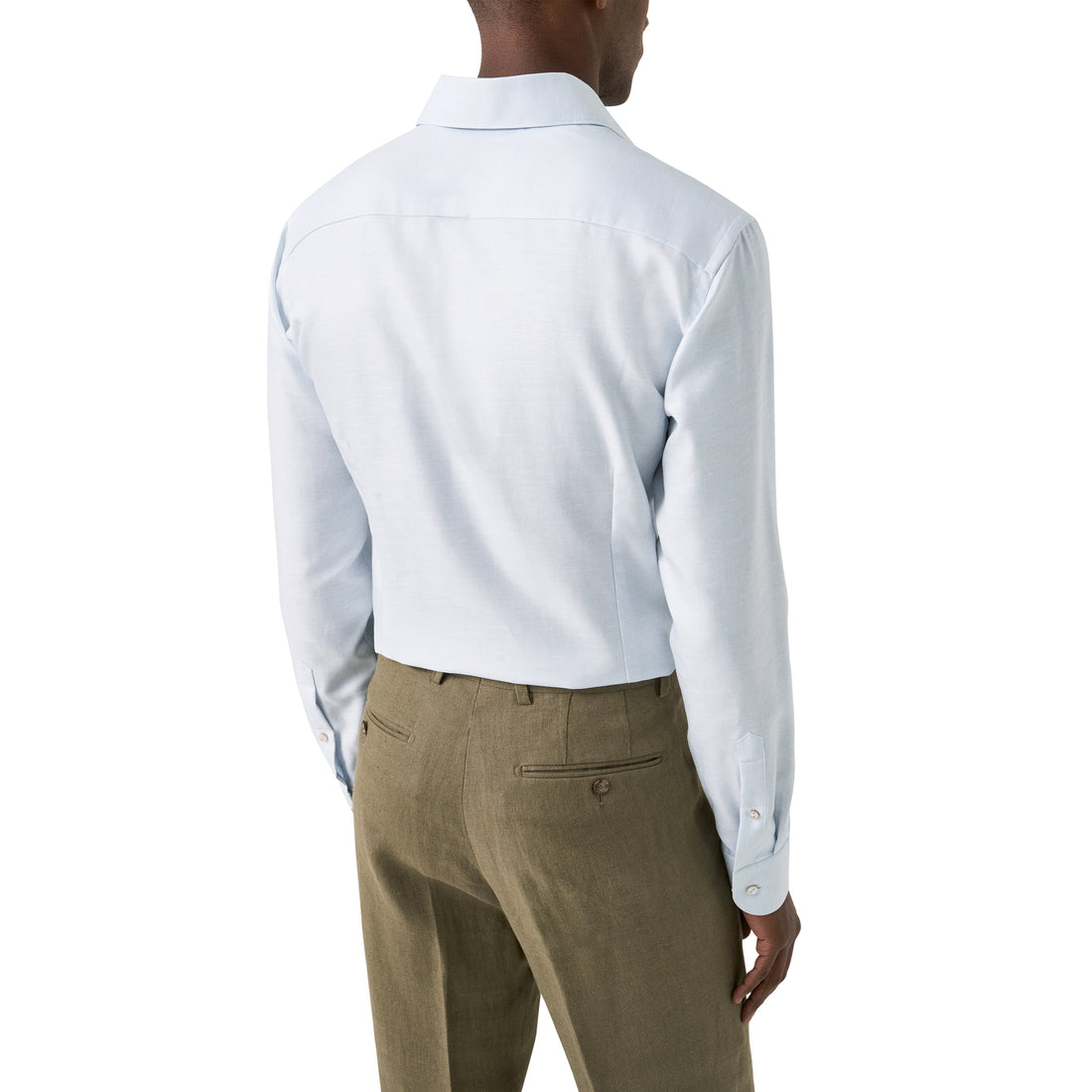 Light Blue Semi-Solid Elevated Cotton/Linen Slim Fit Shirt - ETON - Boutique Jacques International