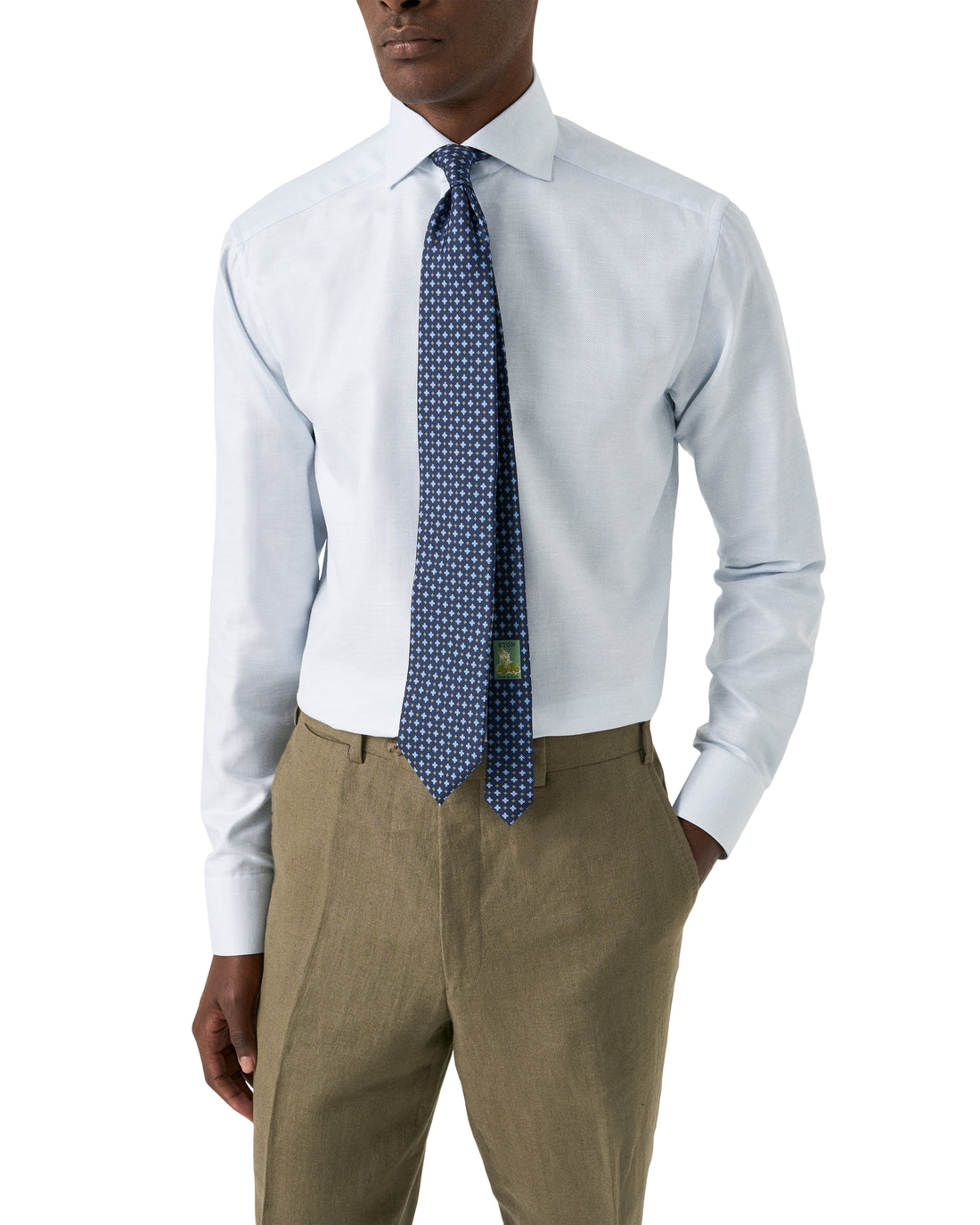 Light Blue Semi-Solid Elevated Cotton/Linen Slim Fit Shirt - ETON - Boutique Jacques International