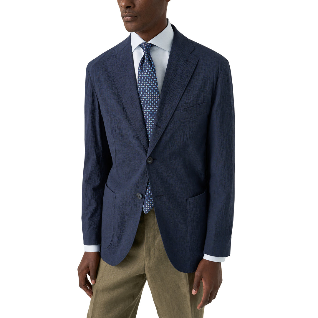 Light Blue Semi-Solid Elevated Cotton/Linen Slim Fit Shirt - ETON - Boutique Jacques International