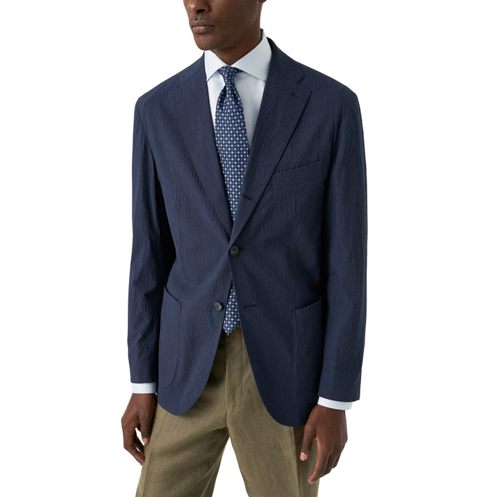 Light Blue Semi-Solid Elevated Cotton/Linen Slim Fit Shirt - ETON - Boutique Jacques International