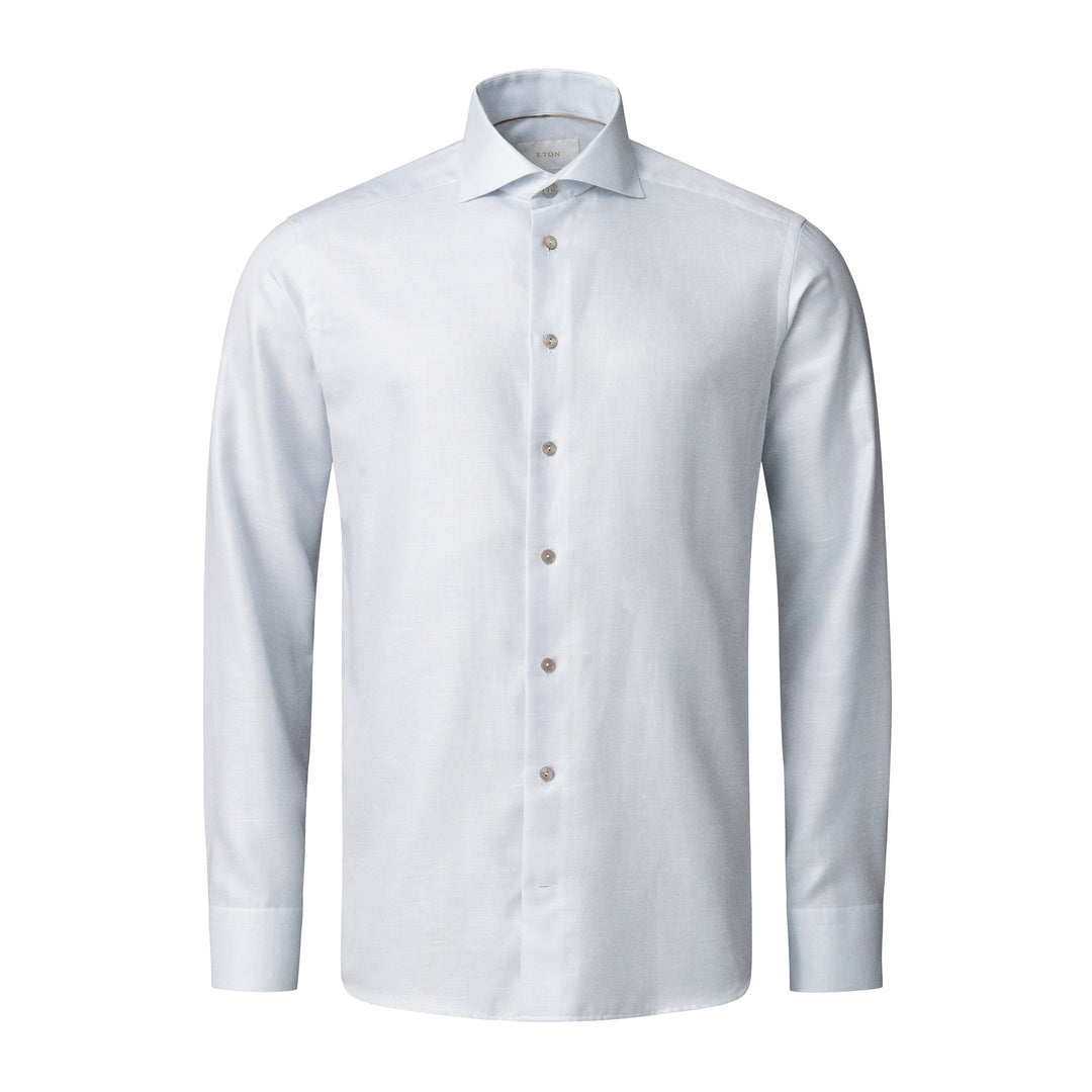 Light Blue Semi-Solid Elevated Cotton/Linen Slim Fit Shirt - ETON - Boutique Jacques International