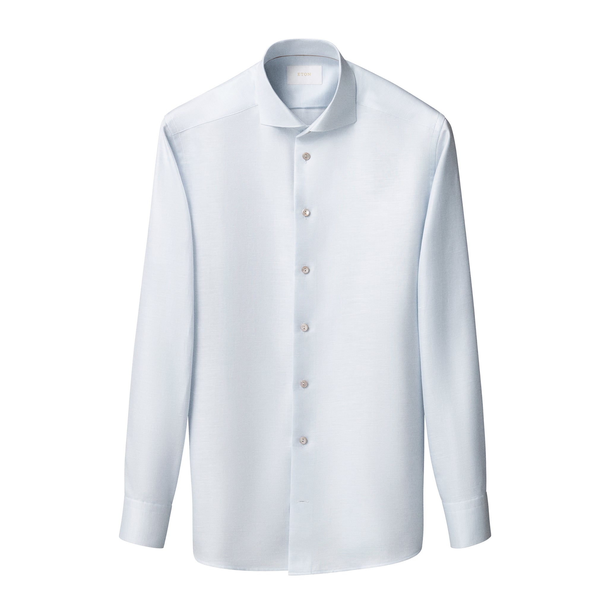 Light Blue Semi-Solid Elevated Cotton/Linen Slim Fit Shirt - ETON - Boutique Jacques International
