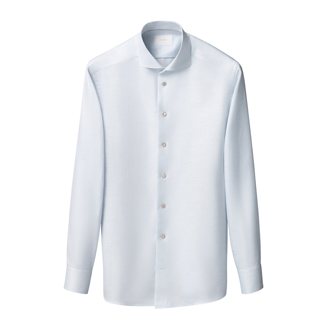 Light Blue Semi-Solid Elevated Cotton/Linen Slim Fit Shirt - ETON - Boutique Jacques International