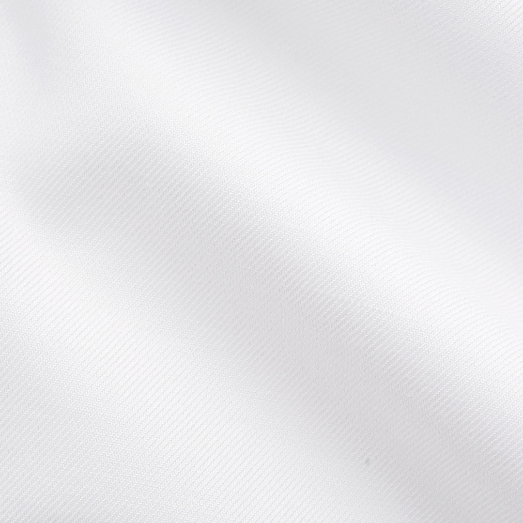 White Solid Cotton-Tencel Lyocell Slim Fit Shirt w/ Blue Buttons - ETON - Boutique Jacques International