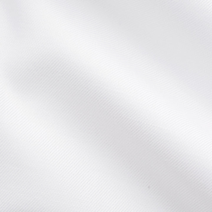 White Solid Cotton-Tencel Lyocell Slim Fit Shirt w/ Blue Buttons - ETON - Boutique Jacques International