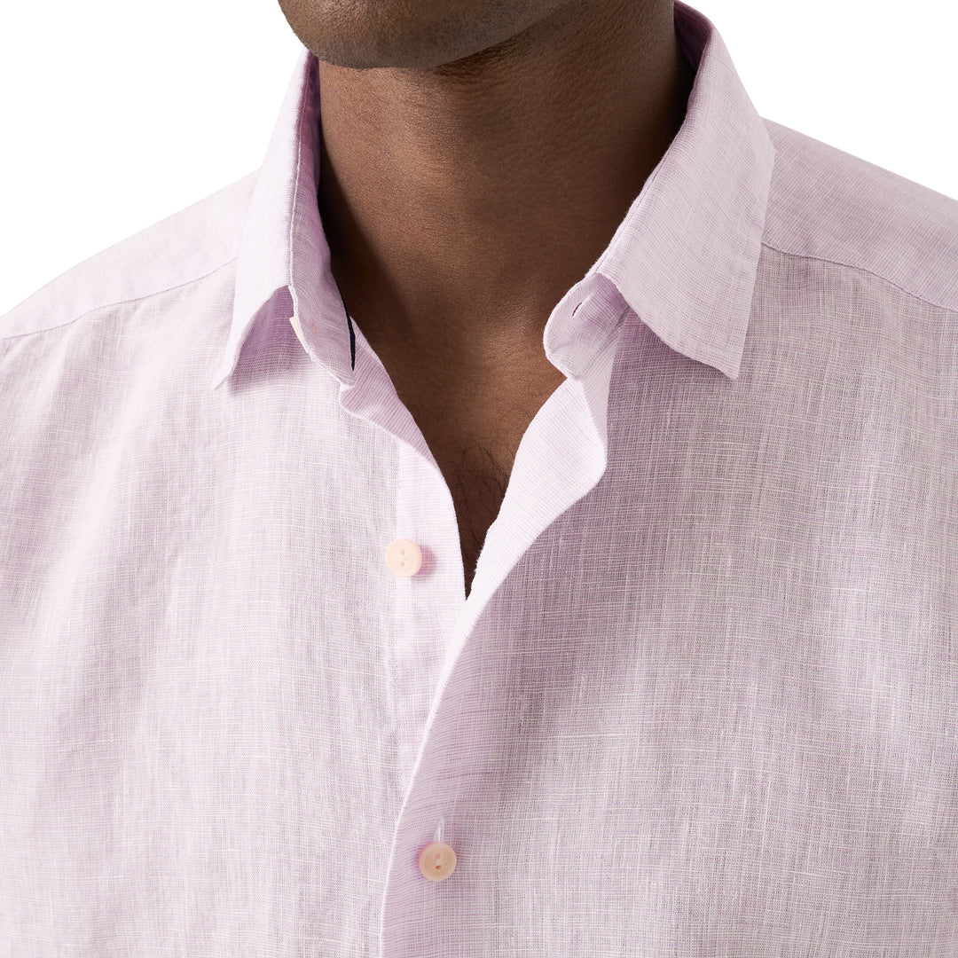 Lavender Solid Linen Short Sleeve Casual Fit Shirt - ETON - Boutique Jacques International