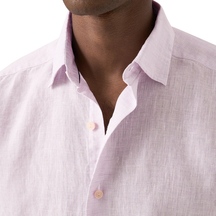 Lavender Solid Linen Short Sleeve Casual Fit Shirt - ETON - Boutique Jacques International