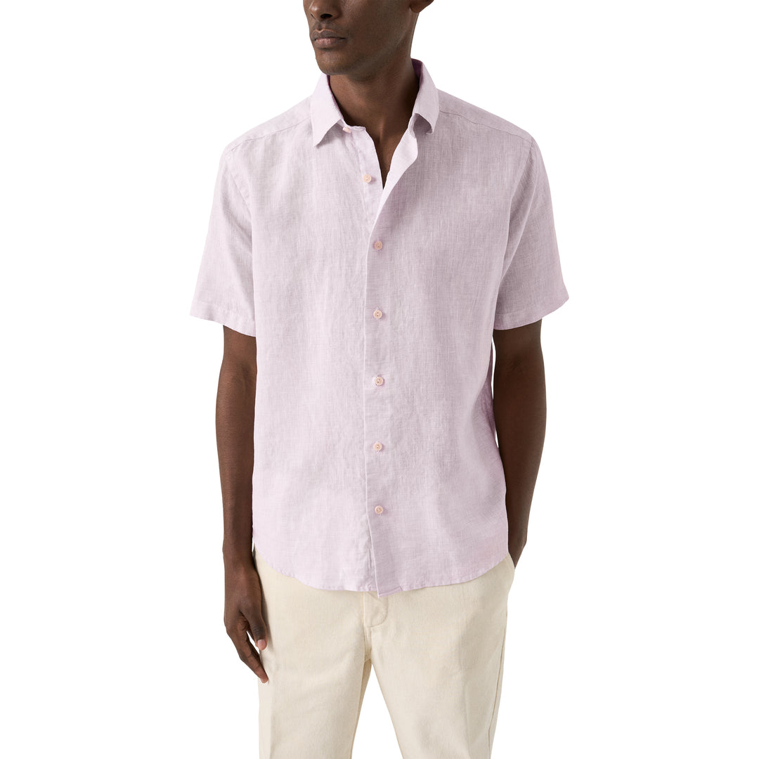Lavender Solid Linen Short Sleeve Casual Fit Shirt - ETON - Boutique Jacques International