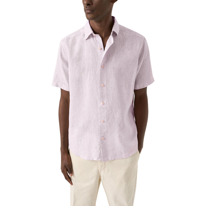 Lavender Solid Linen Short Sleeve Casual Fit Shirt - ETON - Boutique Jacques International
