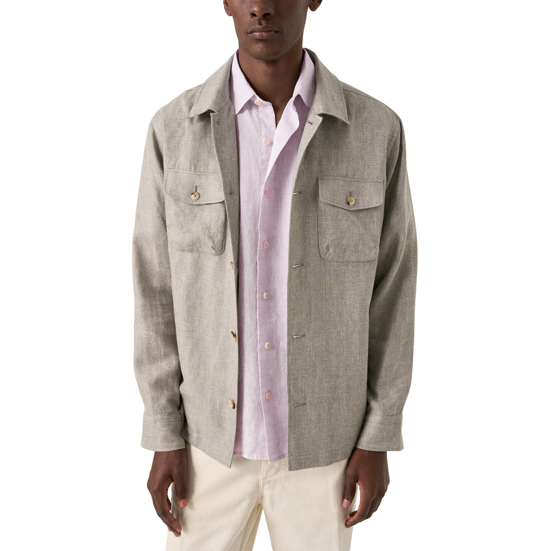 Lavender Solid Linen Short Sleeve Casual Fit Shirt - ETON - Boutique Jacques International