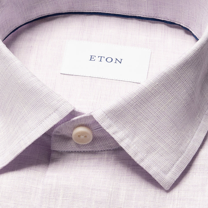 Lavender Solid Linen Short Sleeve Casual Fit Shirt - ETON - Boutique Jacques International