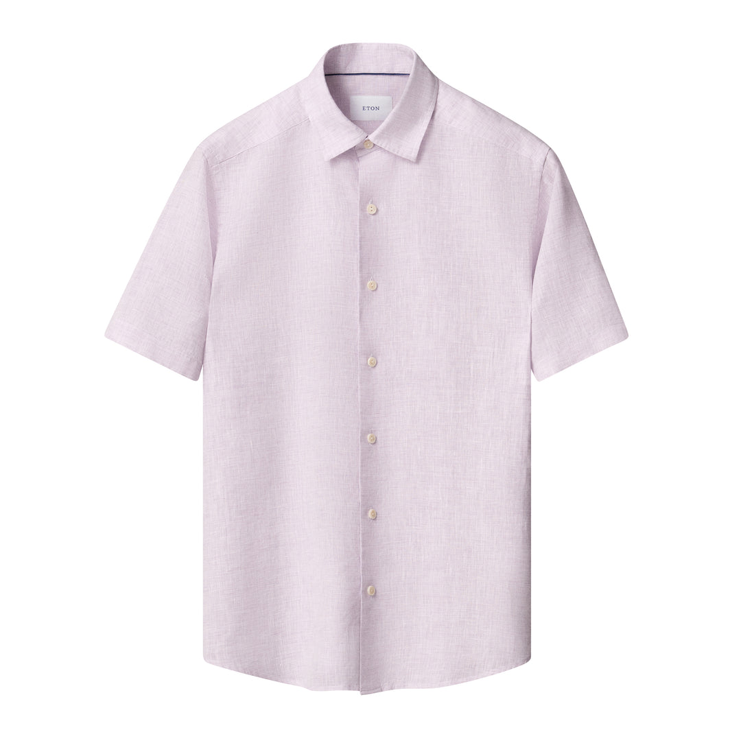 Lavender Solid Linen Short Sleeve Casual Fit Shirt - ETON - Boutique Jacques International