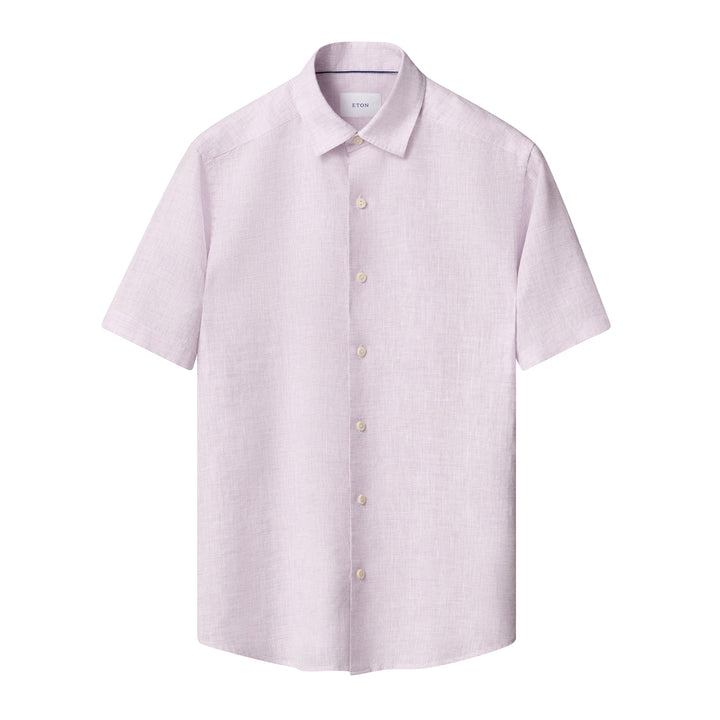 Lavender Solid Linen Short Sleeve Casual Fit Shirt - ETON - Boutique Jacques International
